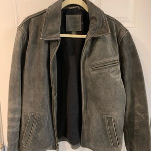 Men’s J. Crew distressed moto leather jacket Med